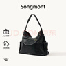 Songmont山下有松循跡系列hobo包植鞣牛皮斜挎軟包【新年禮物】 煙墨黑 中號 現貨 曬單實(shí)拍圖