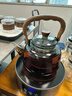 全度玻璃提梁壺家用小型電陶爐煮茶器燒水壺大容量保溫玻璃茶壺 提梁壺（煙灰色）+電陶爐黑色款 曬單實(shí)拍圖