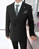 花花公子（PLAYBOY）男士西服套裝2025秋季新款黑色正裝新郎結婚雙排扣西裝外套 單西黑色 XL 建議體重130-140斤 曬單實(shí)拍圖