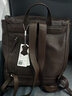 裘真情人節植鞣羊皮信使系列豎款雙肩包大容量上班通勤休閑背包新款 咖啡色 曬單實(shí)拍圖