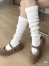 作襪套加厚保暖腳腿韓版時(shí)尚粗毛線(xiàn)女寬松百搭堆堆襪麻花靴套秋冬 金屬標堆堆襪【米色】 曬單實(shí)拍圖