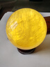 天然黃色方解石水晶球原石廚房客廳裝飾辦公室高檔招財擺件 天然原石黃色水晶球 直徑約-6cm送木制單層底座 曬單實(shí)拍圖