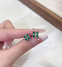 Grace Girl四葉草耳釘女士精致純銀耳飾925銀耳棒高級耳環(huán)送女友生日 四葉草耳釘-孔雀石 曬單實(shí)拍圖
