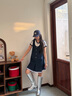 TOMMY JEANS26春夏新款女裝商務氣質金扣無袖風琴褶馬甲西裝裙連衣裙 藏青色C1G XS 曬單實拍圖