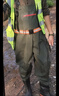 熊火路亞下水褲水庫雨褲防水衣服帶雨鞋半身連體水褲男叉抓魚(yú)全身加厚 軍綠色85絲下水褲 41 曬單實(shí)拍圖
