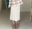 香影百褶裙半身裙女中長(cháng)2026春季新款白色裙子垂感高腰顯瘦a字裙 米白 L 曬單實(shí)拍圖