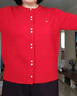 納維凱爾意大利小帆船女士全羊毛針織開(kāi)衫休閑毛衣外套2334094509 紅 XL  曬單實(shí)拍圖