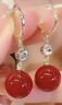 2026新款貓眼石耳扣耳環(huán)新款高級小巧精致耳飾小眾設計氣質(zhì)耳墜 紅色 曬單實(shí)拍圖
