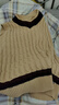 馬登工裝 復古lvy針織V領(lǐng)毛衣背心男秋季學(xué)院風(fēng)撞色立體絞花無(wú)袖馬甲 卡其 XL 曬單實(shí)拍圖