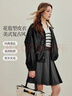 茵曼簡(jiǎn)約立領(lǐng)皮衣黑色外套2025秋女裝新款短款夾克上衣 午夜黑 M 曬單實(shí)拍圖