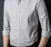羅蒙（ROMON）牛津紡襯衫男士抗皺易打理長(cháng)袖休閑條紋襯衣外套男灰色3XL 曬單實(shí)拍圖