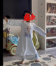 迪士尼女童睡衣棉春裝睡裙2026新款兒童艾莎公主家居服秋季童裝 藍色艾莎1142 110 曬單實(shí)拍圖