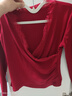 紅色V領(lǐng)蕾絲拼接打底衫女秋季高級感緊身t恤性感內搭法式上衣XXC 紅色【優(yōu)質(zhì)款】 XL 116-128斤 曬單實(shí)拍圖