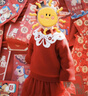 戴維貝拉（DAVE＆BELLA）女童半裙套裝國風(fēng)兒童毛衣網(wǎng)紗裙兩件套冬裝新款女寶寶衣服 中國紅【現貨】 110 cm（建議身高100-110cm） 曬單實(shí)拍圖