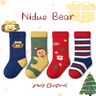 尼多熊兒童襪子冬加厚加絨毛圈襪保暖嬰兒中筒襪秋冬季 W1091圣誕毛圈 4雙 6-12月 （適合腳長(cháng)9-11cm） 曬單實(shí)拍圖