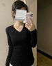 麓格立打底衫黑色V領(lǐng)長(cháng)袖t恤女2025新款秋冬內搭美式辣妹緊身收腰上衣潮 黑色V領(lǐng)內搭 L 曬單實(shí)拍圖
