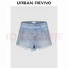 UR2025秋季新款女裝休閑撞色花邊毛須裝飾牛仔短褲UYY850192 曬單實(shí)拍圖