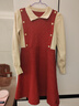 【新年戰袍】針織連衣裙女韓版秋冬慵懶小香風(fēng)顯瘦假兩件針織裙 紅色 L 曬單實(shí)拍圖