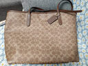 蔻馳（COACH）【品牌直供】女包輕奢大號單肩手提腋下托特包禮物女生日新年禮物 卡其拼色CV976 IMXHE 曬單實(shí)拍圖