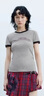 UR2025秋季新款女裝學(xué)院風(fēng)撞色字母短款修身短袖T恤UYY450275 淺灰花灰 S 曬單實(shí)拍圖
