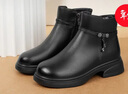 奧康冬季新款時(shí)尚短靴子真皮媽媽鞋舒適防滑中老年保暖棉鞋女加絨皮鞋 黑色 1256021087N 39 曬單實(shí)拍圖