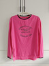 德瑪納【多巴胺撞色上衣】秋圓領(lǐng)領(lǐng)口袖口撞色印花設計長(cháng)袖T恤 玫紅 M  曬單實(shí)拍圖