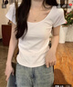 別語(yǔ)U領(lǐng)正肩短袖t恤女2026新款夏季純棉低領(lǐng)設計感修身上衣 白色 2XL 曬單實(shí)拍圖