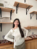 Olrain歐芮兒法式斜肩飄帶針織衫女裝春季2026新款氣質(zhì)打底衫上衣 米白色 M 曬單實(shí)拍圖