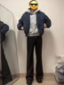 迪伽達黑色cleanfit微喇西裝褲子男春秋夏季垂墜感高街直筒寬松休閑長(cháng)褲 SBXS-C911黑色 XL 曬單實(shí)拍圖