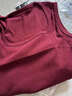 莫代爾酒紅色u型美背自帶胸墊背心女夏季內搭無(wú)袖t恤外穿辣妹短款上衣 曬單實(shí)拍圖