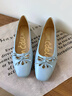 SAM EDELMAN山姆愛(ài)德曼26春新鏤空蝴蝶結小羊皮瑪麗珍芭蕾鞋MARIA 淺藍色 羊皮革 38 美碼7.5M 曬單實(shí)拍圖