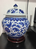 景鑫景德鎮瓷器青花瓷儲物罐陶瓷茶葉罐帶蓋罐將軍罐客廳裝飾品擺件 青花儲物罐+底座 曬單實(shí)拍圖