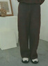 例外（EXCEPTION）輕奢國潮女裝春秋款綿羊毛混紡褲子抽繩設計口袋直筒長(cháng)褲女 深啡 L 曬單實(shí)拍圖