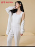 古今（GUJIN）軟綿三件套半邊絨秋季上新長(cháng)袖睡衣女家居服睡褲背心毛衣套裝 L 曬單實(shí)拍圖