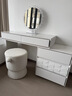 尋槐（XUNHUAI）現代簡(jiǎn)約實(shí)木軟包巖板梳妝臺臥室大容量收納一體免安裝化妝桌組合 100cm白色+三斗柜+太陽(yáng)鏡+花瓣椅 曬單實(shí)拍圖
