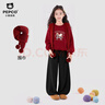 小豬班納（PEPCO）女童冬裝套裝新年加絨馬年洋氣三件套紅色氛圍感圍巾兒童潮流穿搭 【新年限定冬季加絨三件套01】衛衣+彎刀褲+圍巾 120 【推薦40-53斤】 曬單實(shí)拍圖