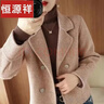 羅蒙（ROMON）雙面呢大衣女秋冬季新款短款上衣小個(gè)子長(cháng)袖西裝潮流洋氣毛呢外套 咖啡紋 XL 117-127斤 曬單實(shí)拍圖