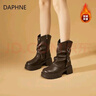 DAPHNE達芙妮加絨厚底馬丁靴子女鞋2026新款春季加厚中筒靴短靴棉鞋棉靴 曬單實(shí)拍圖