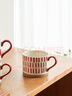 肆月陶瓷馬克杯家用早餐杯高顏值喝水杯子咖啡杯紅色條紋450ml 曬單實(shí)拍圖