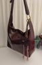 紅谷包包女包新款真皮單肩腋下包亮面油蠟牛皮hobo包包情人節禮物 煙熏紅棕 曬單實(shí)拍圖