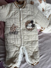 迪士尼（Disney）冬季童裝夾棉米奇貼布刺繡卡通舒適保暖家居連體衣爬服 米杏 90cm 曬單實(shí)拍圖