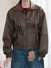 UR2026春季新款女裝休閑蝴蝶結褶皺皮衣外套UYL150035+ 深棕色 S 曬單實(shí)拍圖