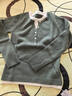 奢汐（Srcr）100%山羊絨假兩件修身羊絨衫女內搭毛衣春秋百搭針織打底衫 曬單實(shí)拍圖