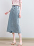 百圖betu女裝2025夏季新款半身裙口袋邊精美刺繡后開(kāi)叉牛仔裙2507T38 淺牛仔藍 S 曬單實(shí)拍圖