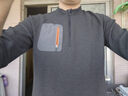 蕉內（Bananain）【王一博同款】熱皮702++男士速干半拉鏈長(cháng)袖機能T恤保暖運動(dòng)上衣 【拼色胸袋版】羊90度灰 L 曬單實(shí)拍圖