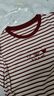 百圖betu女裝夏季新款T恤撞色領(lǐng)邊意趣圖案條紋棉感短袖女2503X05 紅白條 M （黑白條預售04/13發(fā)貨） 曬單實(shí)拍圖