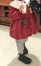 女童棉服秋冬裝2025新款兒童外套棉襖冬季寶寶加絨夾棉衣服小童裝 紅色 130 cm 曬單實(shí)拍圖