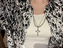 戚小米小眾十字架項鏈男潮嘻哈雙層疊戴男生吊墜痞帥美式鎖骨鏈毛衣鏈子 項鏈 曬單實(shí)拍圖