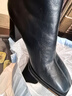 達芙妮粗跟短靴女超高跟方頭增高加絨通勤后拉鏈瘦瘦靴女靴 黑色 37  曬單實(shí)拍圖