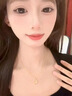 老鳳祥黃金吊墜首飾女士足金月亮玫瑰項鏈生日新年情人節禮物送老婆女友 約0.3g*月色玫瑰+贈送銀鏈子 曬單實(shí)拍圖